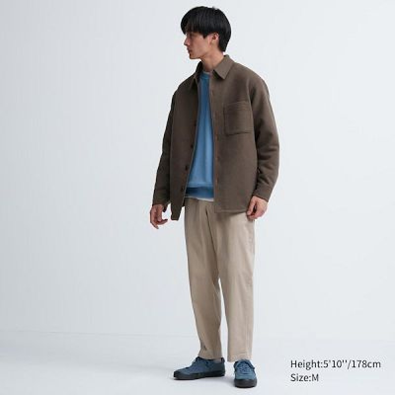Women Uniqlo Cotton Relaxed Ankle Pants Beige | 7017836