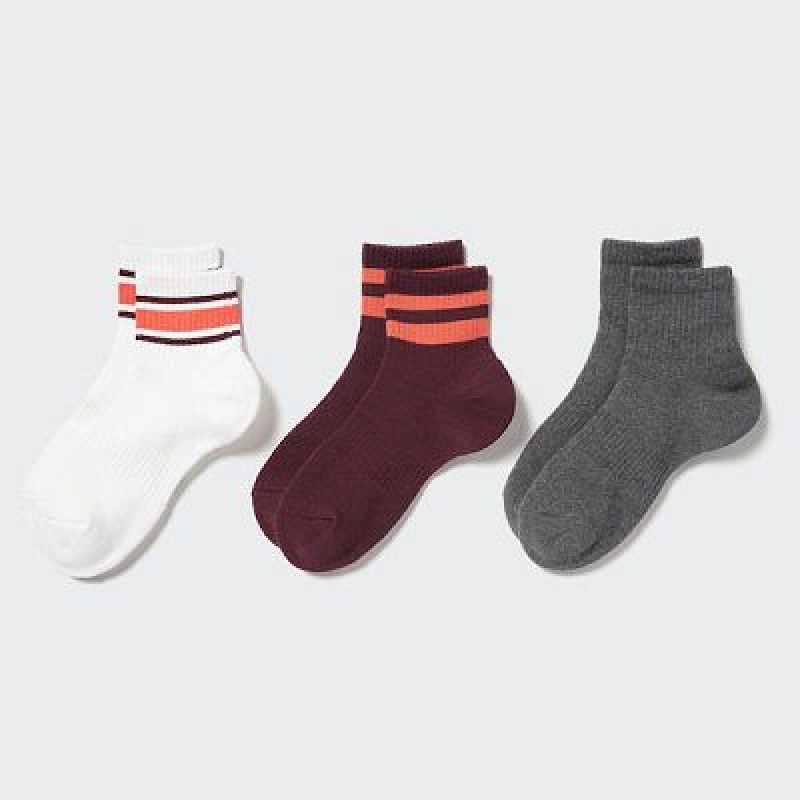 Women Uniqlo Crew Pile Lined (3 Pairs) Socks White | 7418724