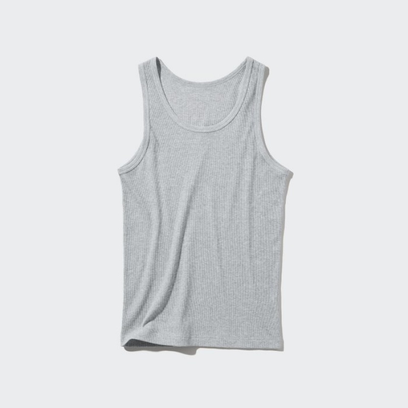 Women Uniqlo Dry Color Ribbed Tank Top White | 9459173