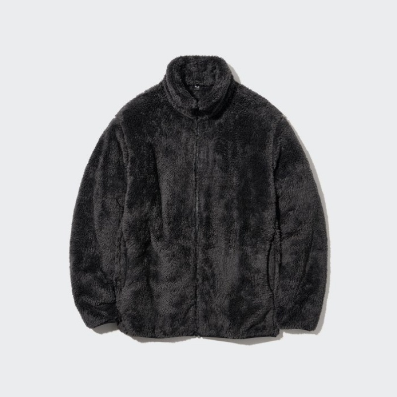 Women Uniqlo Fluffy Yarn Full-Zip Fleece Grey | 2239051