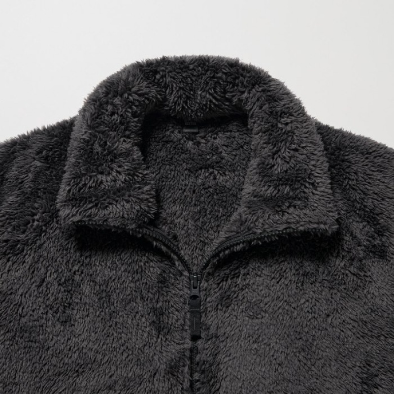 Women Uniqlo Fluffy Yarn Full-Zip Fleece Grey | 2239051