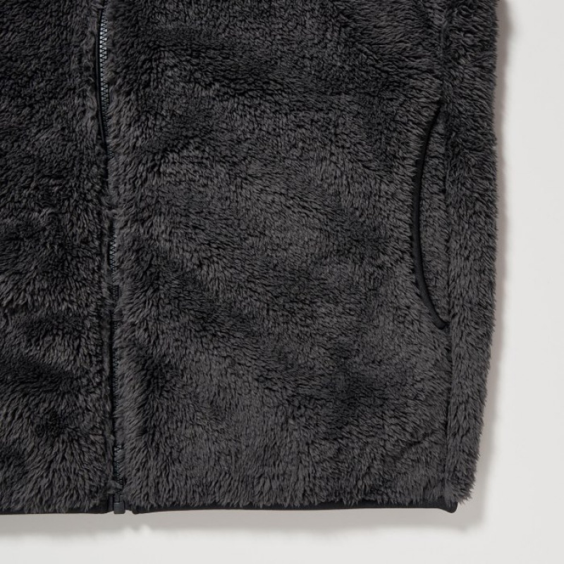 Women Uniqlo Fluffy Yarn Full-Zip Fleece Grey | 2239051