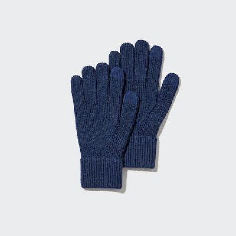 Women Uniqlo HEATTECH Knitted Gloves Blue | 4056795