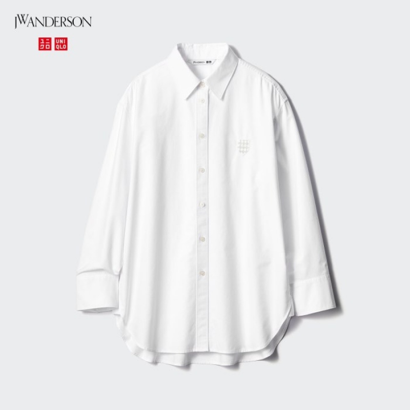 Women Uniqlo Oxford Long-Sleeve Long Shirts Pink | 7453480