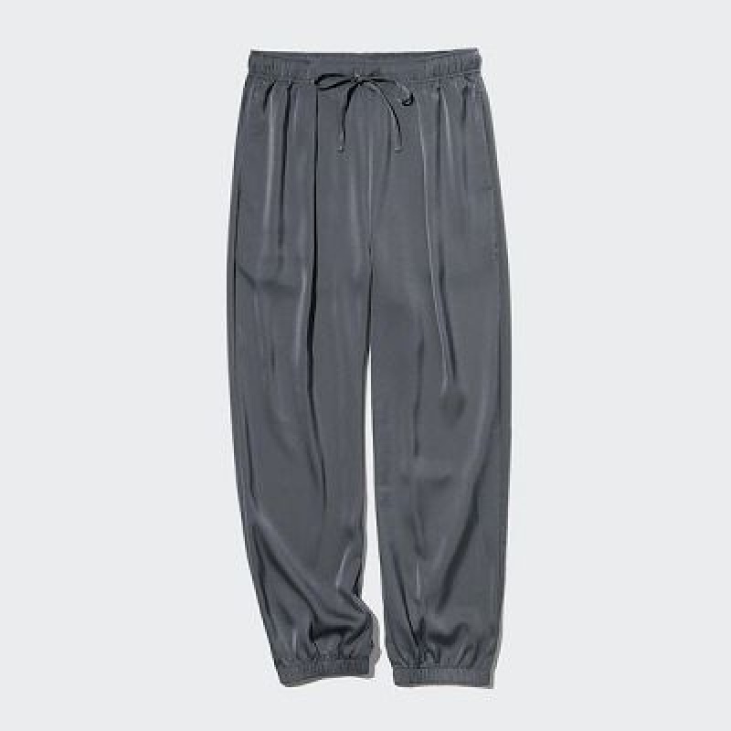 Women Uniqlo Satin Drape Joggers Grey | 7980687