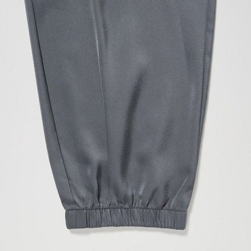 Women Uniqlo Satin Drape Joggers Grey | 7980687