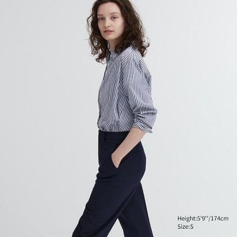 Women Uniqlo Smart Ankle (2-Way Stretch, Tall) Pants Grey | 8570532