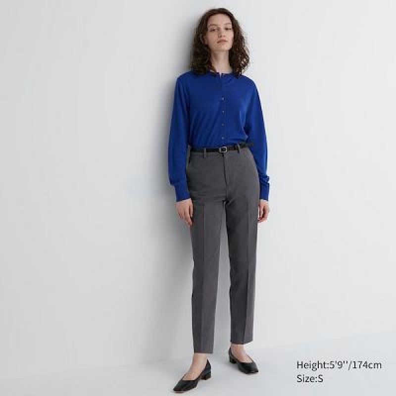 Women Uniqlo Smart Ankle (2-Way Stretch, Tall) Pants Grey | 8570532