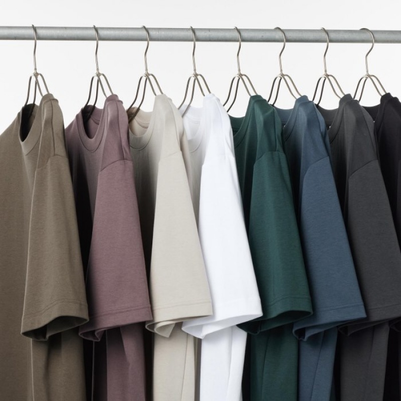 Women Uniqlo U AIRism Cotton Oversized Crew Neck Half-Sleeve T Shirts Olive | 3423840