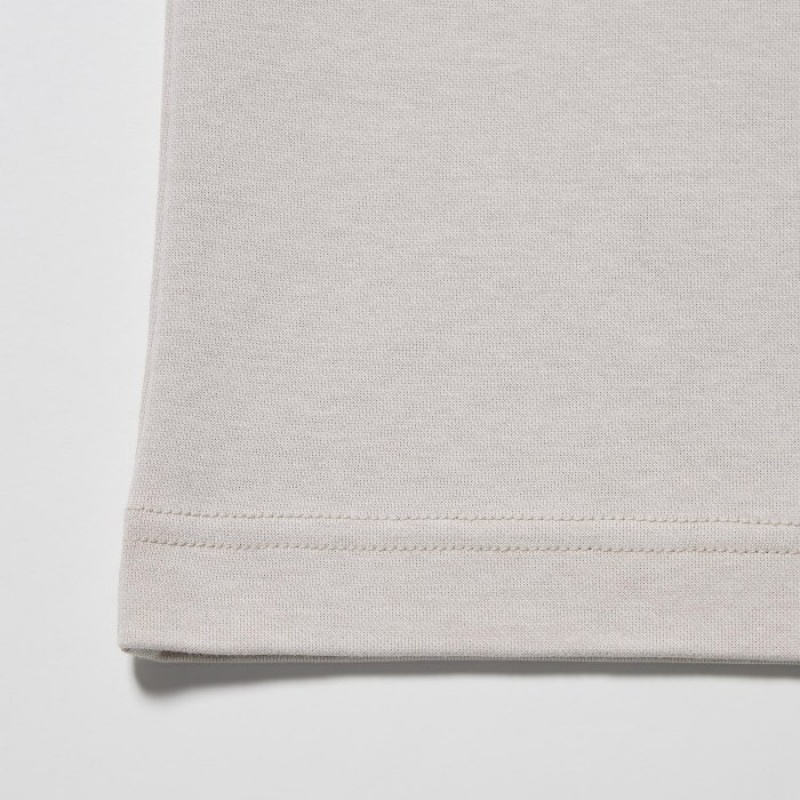 Women Uniqlo U AIRism Cotton Oversized Crew Neck Half-Sleeve T Shirts Grey | 8291348