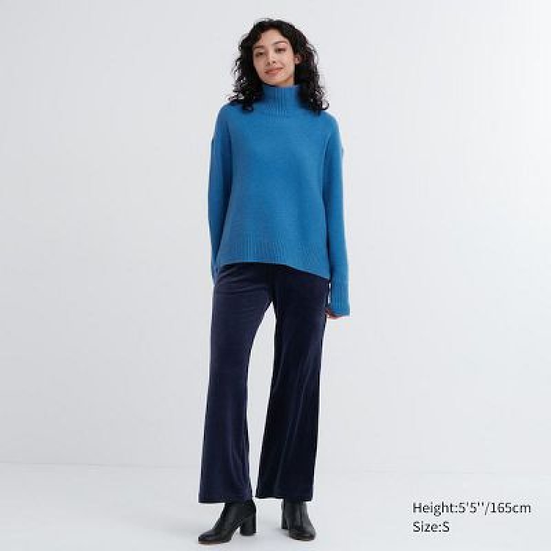 Women Uniqlo Ultra Stretch Smooth Pants Navy | 4007696
