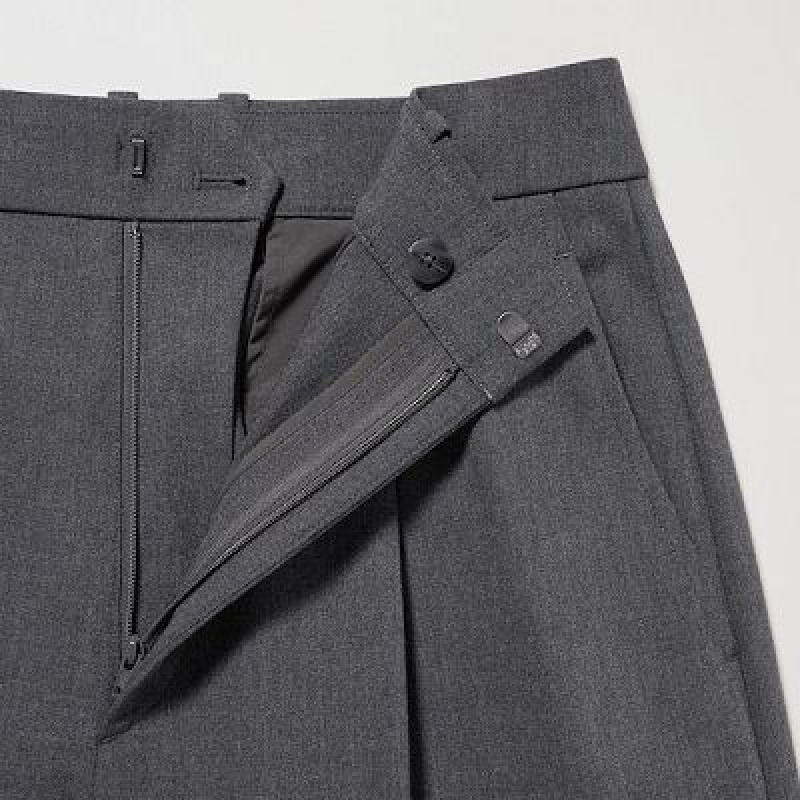 Women Uniqlo Wide-Fit Pleated Pants Grey | 265602