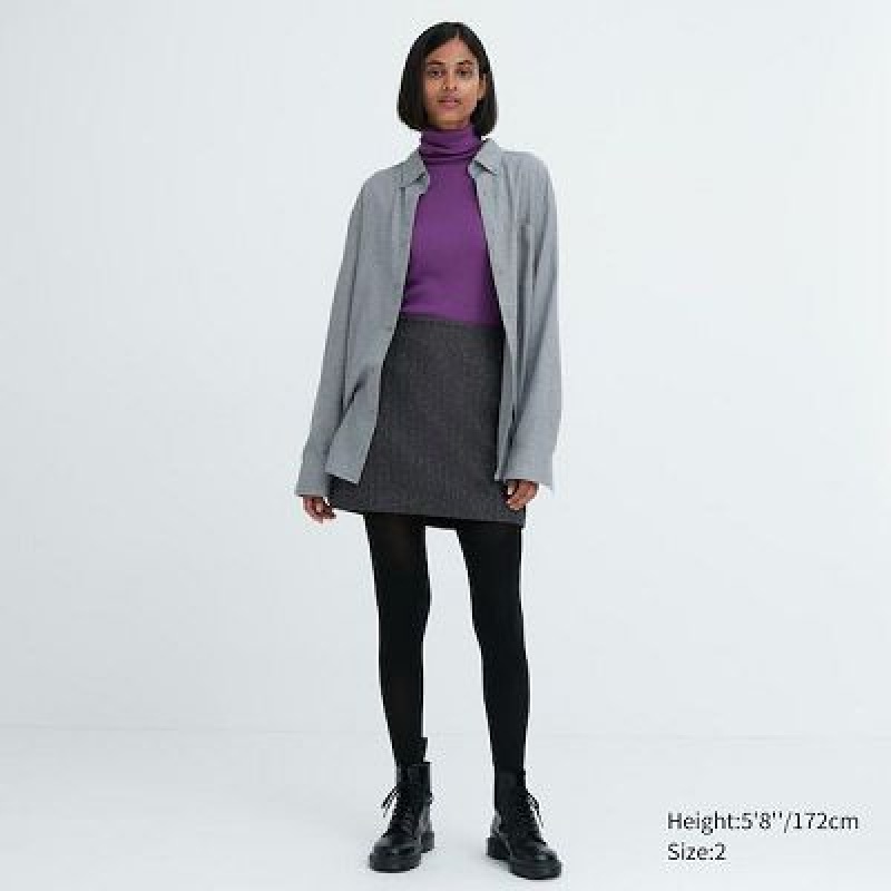Women Uniqlo Wool Blend Mini Skirts Grey | 3146012